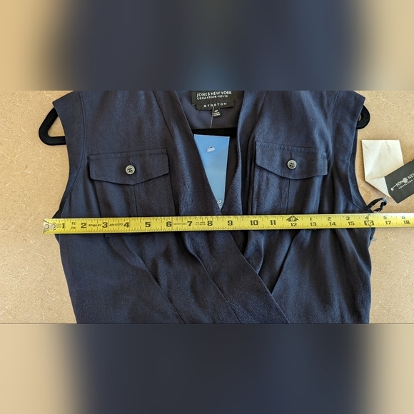 Jones NY Collection Capri Linen Blend Indigo Belted Sleeveless Dress Size 4P NWT - Picture 5 of 9